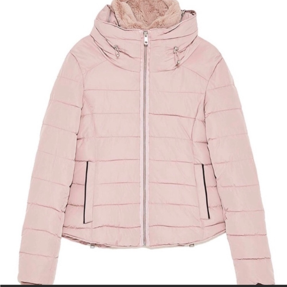NWT Zara Quilted Puffer Jacket with Hidden Hood